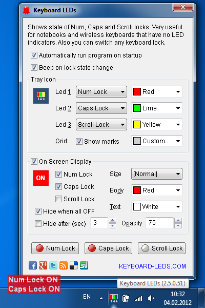 Screenshot of Keyboard LEDs that is similar to Caps Lock Status software